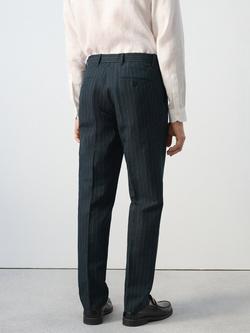 Mango Straight Fit Linen Trousers, Navy - view 2, Navy