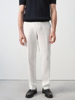 Mango Slim Fit Lyocell Blend Trousers, Off White