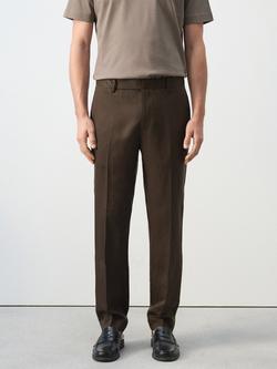 Mango Slim Fit Lyocell Blend Trousers, Chocolate