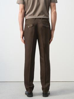 Mango Slim Fit Lyocell Blend Trousers - view 2, Chocolate