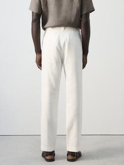 Mango Slim Fit Linen Trousers - view 2, Off White