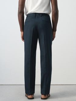 Mango Slim Fit Lyocell Blend Ankle Trousers, Navy - view 2, Navy