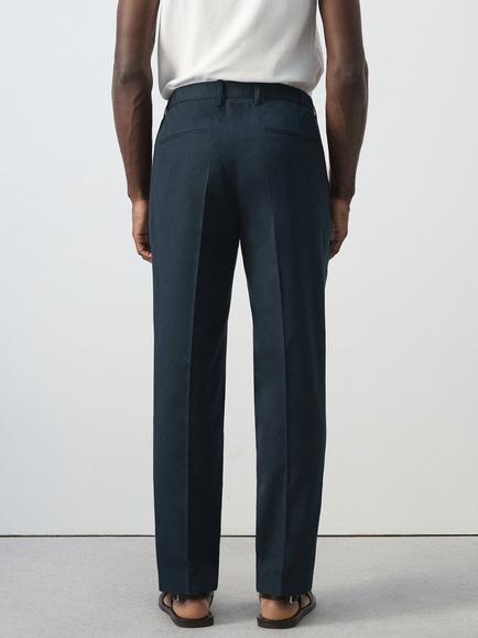 Mango Slim Fit Lyocell Blend Ankle Trousers, Navy - view 2, Navy