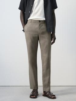 Mango Slim Fit Trousers, Mink, Mink