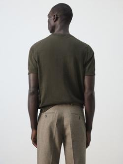 Mango Regular Fit Crew Neck Cotton Knit T-Shirt, Chocolate - view 2, Chocolate