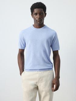 Mango Men's Fine Knit T-Shirt, Sky Blue