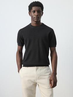 Mango Men's Fine Knit T-Shirt, Black