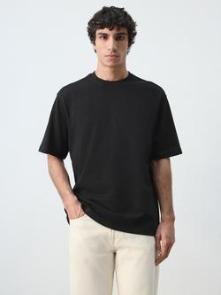 Mango Cotton Regular Fit Short Sleeve T-Shirt, Black, Black