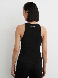 Reiss McLaren Waffle Vest Top, Black - view 2, Black