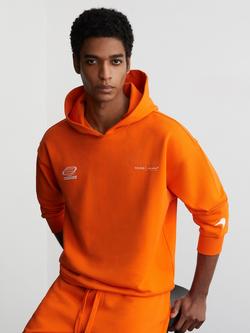 Reiss Rowan McLaren Racing Heavyweight Cotton Hoodie, Papaya, Papaya
