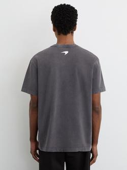 Reiss Arkon Motorsport Regular Fit Cotton T-Shirt, Washed Black - view 2, Washed Black