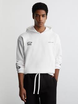 Reiss Rowan McLaren Racing Heavyweight Cotton Hoodie, White, White