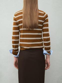 Mango Collar Stripe Cardigan, Caramel - view 2, Caramel