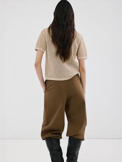 Mango Short Sleeve Round Neck Cardigan, Sand - view 2, Sand