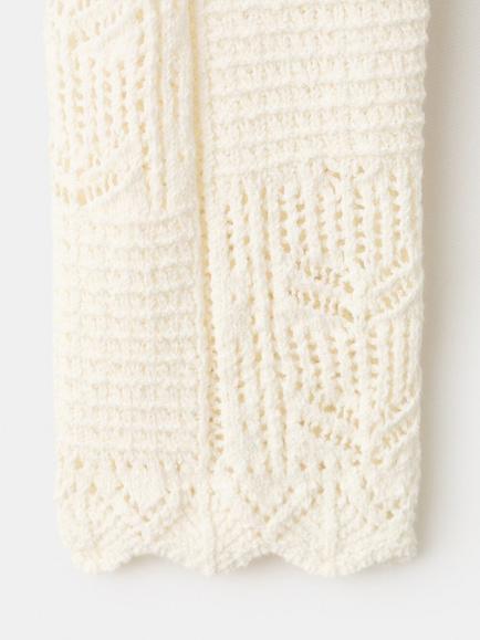 Mango Open Stitch Cropped Cardigan, Beige - view 2, Beige