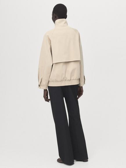 Mango Long Sleeve Zip Up Bomber Jacket, Stone - view 2, Stone