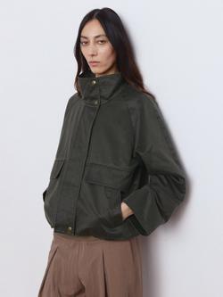 Mango High Neck Cropped Parka Coat, Khaki, Khaki