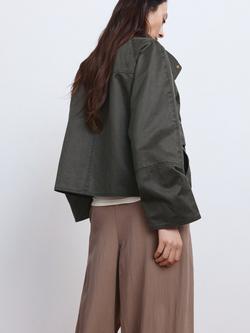 Mango High Neck Cropped Parka Coat, Khaki - view 2, Khaki