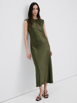 Mango Round Neck Sleeveless Midi Dress, Green, Green