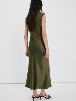 Mango Round Neck Sleeveless Midi Dress, Green - view 2, Green