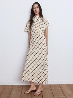 Mango A-Line Check Midi Dress, Raw, Raw