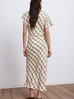 Mango A-Line Check Midi Dress, Raw - view 2, Raw