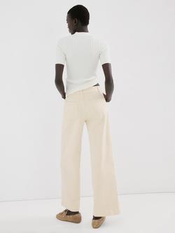 Mango High Rise Wide Leg Cropped Jeans, Vanilla - view 2, Vanilla