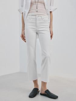 Mango Mid Rise Cropped Flared Jeans, White, White