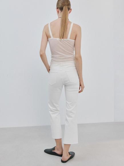 Mango Mid Rise Cropped Flared Jeans, White - view 2, White