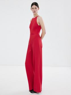 Mango Halterneck Open Back Jumpsuit, Red, Red