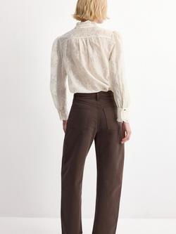 Mango Embroidered Mandarin Collar Blouse, Beige - view 2, Beige