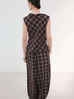 Mango Check Drape Top, Bordeaux - view 2, Bordeaux