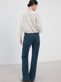 Mango High Neck Pintuck Blouse Top, Off White - view 2, Off White