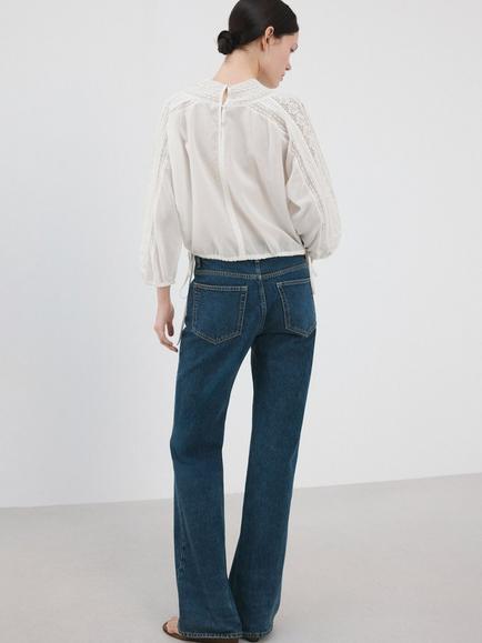 Mango High Neck Pintuck Blouse Top, Off White - view 2, Off White