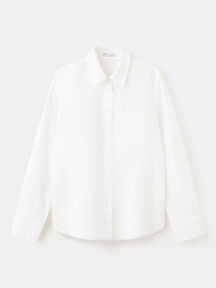 Mango Relaxed Fit Pure Linen Shirt, Off White