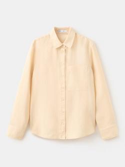 Mango Relaxed Fit Pure Linen Shirt, Pastel Yellow