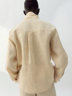 Mango Relaxed Fit Pure Linen Shirt - view 2, Pastel Yellow