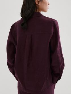 Mango Linen Shirt, Damson - view 2, Damson