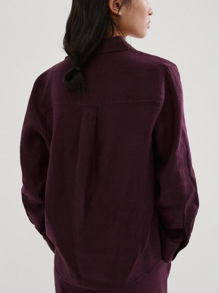 Mango Linen Shirt, Damson - view 2, Damson