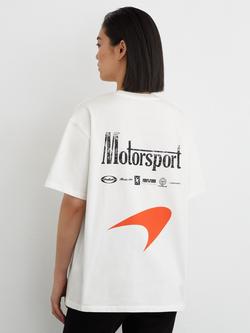 Reiss Stirling McLaren Racing Motorsport Relaxed Fit Cotton T-Shirt, White - view 2, White