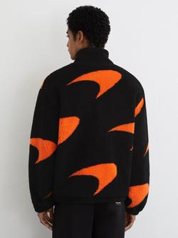 Reiss King McLaren Racing Speedmark Fleece Jacket, Black/Papaya Orange - view 2, Black/Papaya Orange