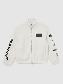Reiss McLaren Logo Embroidered Fleece Jacket, White - view 2, White