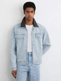 Reiss McLaren Speedmark Interest Denim Jacket, Soft Blue, Soft Blue