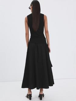 Mango Mid Rise Flared Midi Skirt, Black - view 2, Black