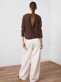 Mango Round Neck Relaxed Fit Jumper - view 2, Chocolate