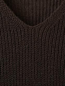 Mango V-Neck Textured Jumper, Chocolate - view 2, Chocolate