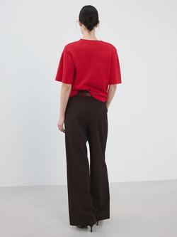 Mango Crew Neck Short Sleeve Jumper, Red - view 2, Red