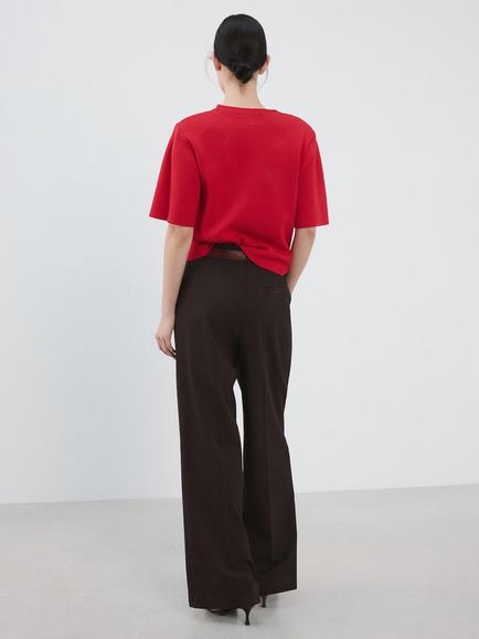 Mango Crew Neck Short Sleeve Jumper, Red - view 2, Red