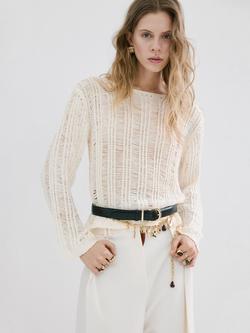 Mango Open Knit Relaxed Jumper, Raw, Raw