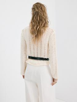 Mango Open Knit Relaxed Jumper, Raw - view 2, Raw